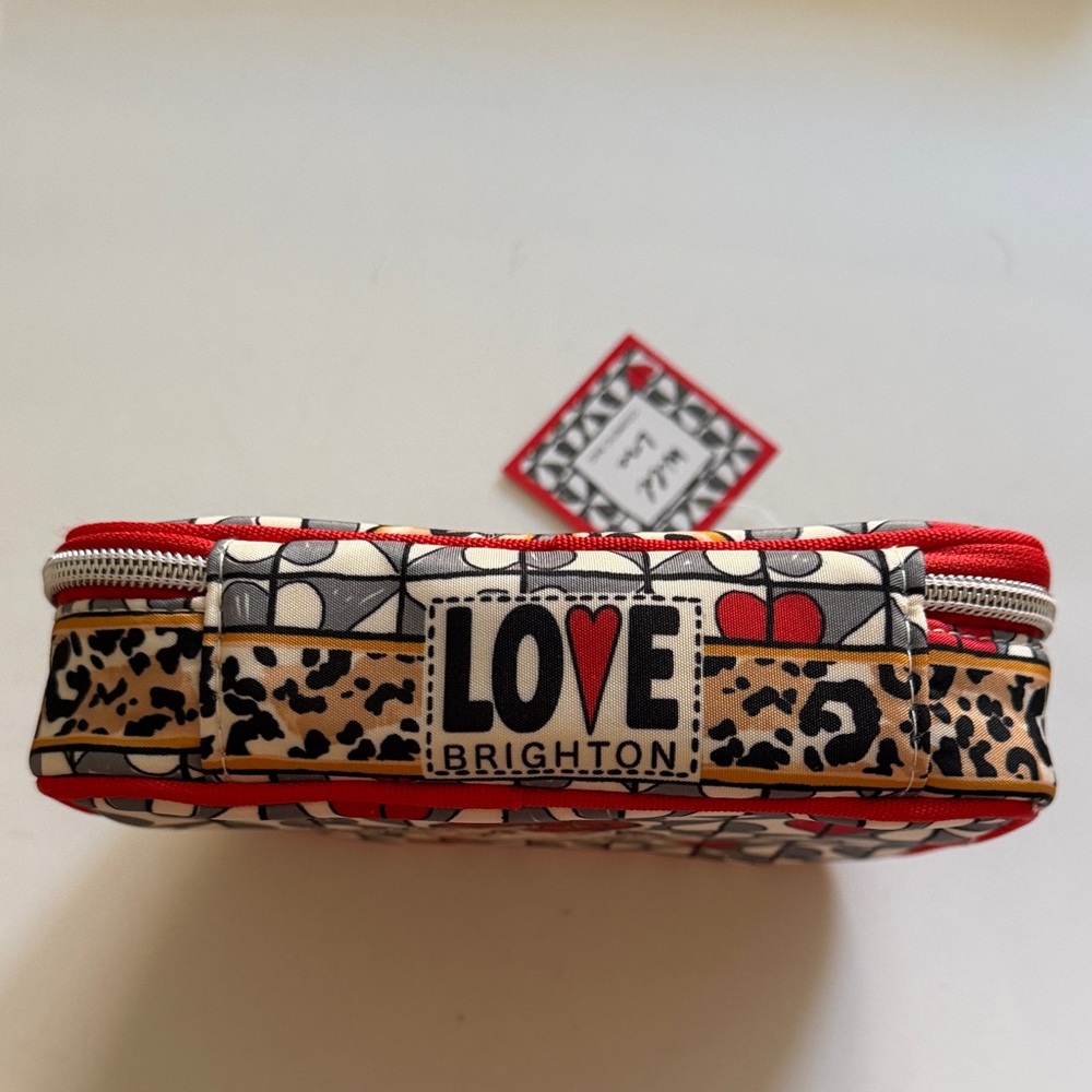 Brighton Red, Black & Cream Leopard Bow jewelry or Cosmetic Case, NWT - Picture 6 of 8